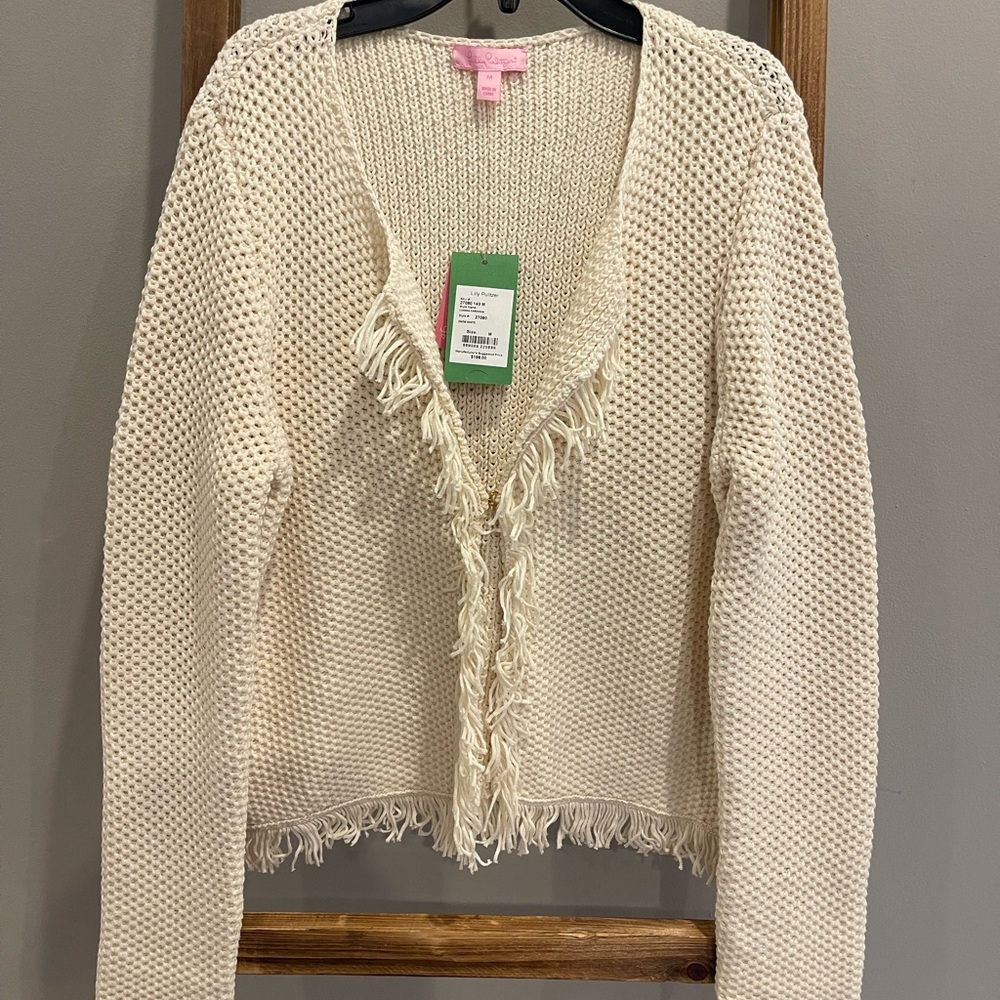 Lilly Pulitzer Cream Fringe Cardigan
